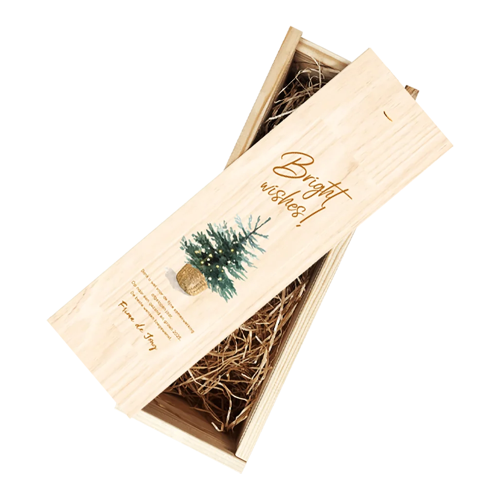 Wijnkist relatiegeschenk met persoonlijke boodschap