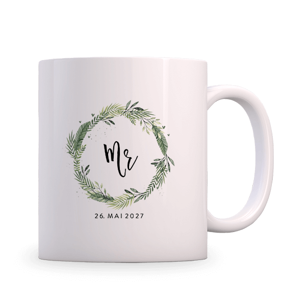 Personalisierbare Tasse Mr mit Kranz