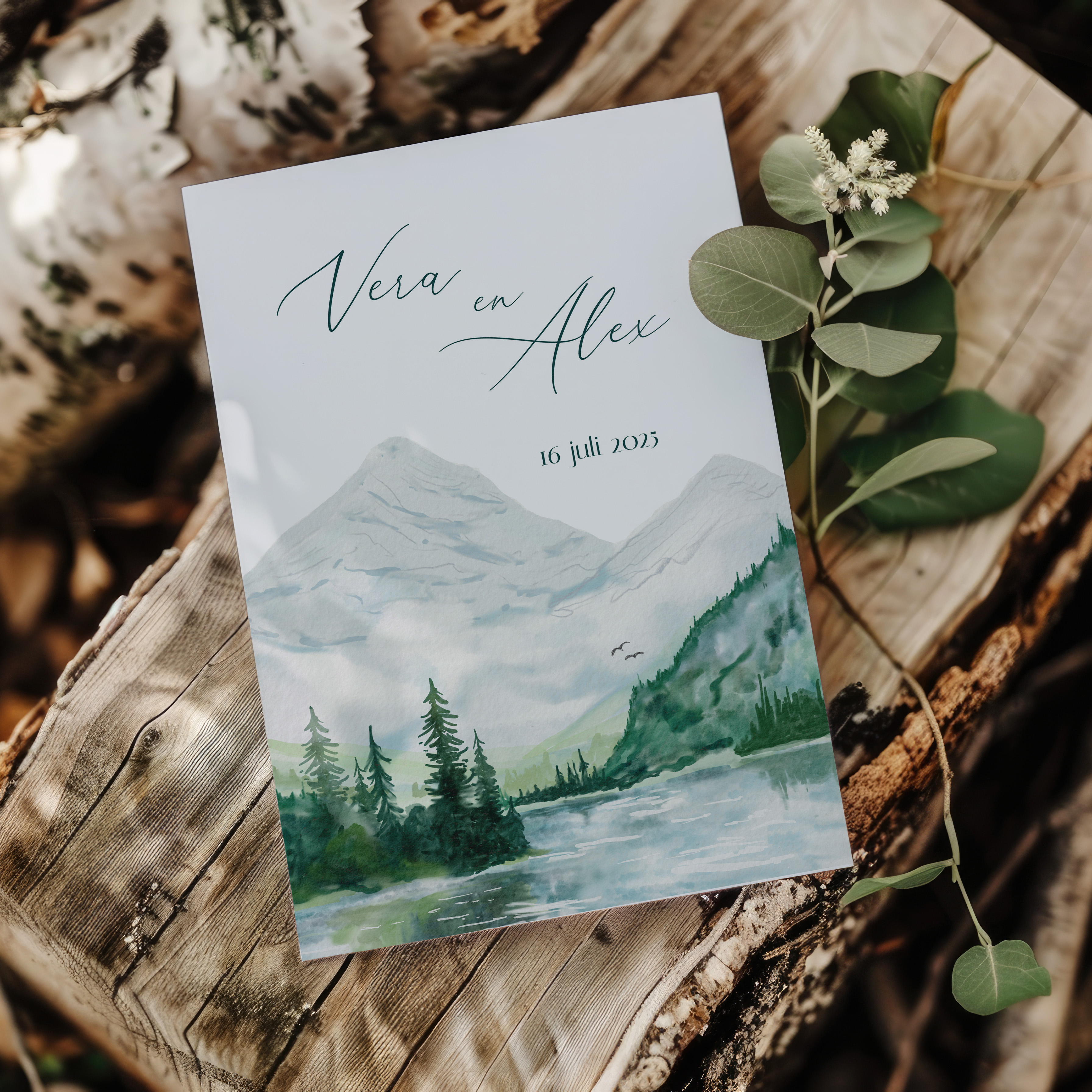 Trouwkaart in de bergen