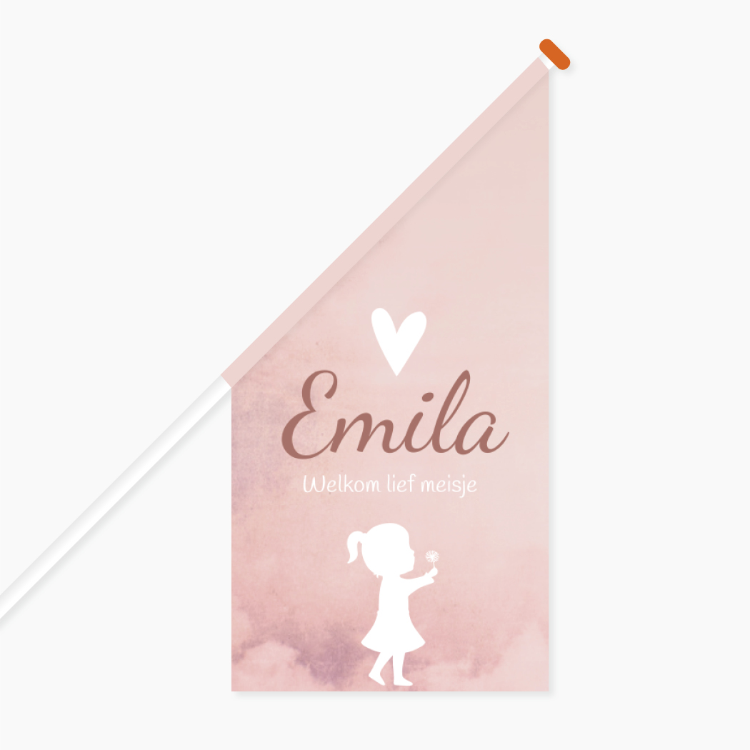 Vlag Geboorte Roze Paardebloem Hartje