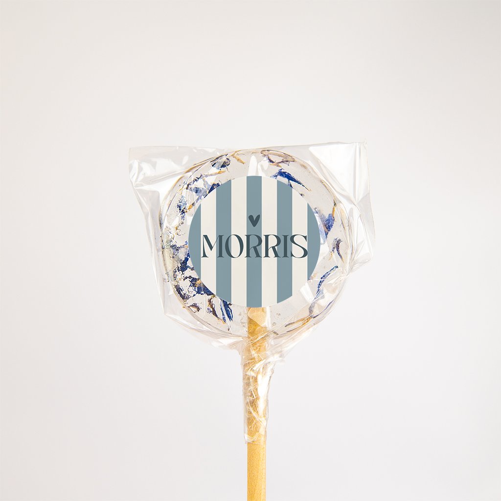 Gestreepte sticker met naam - per vel