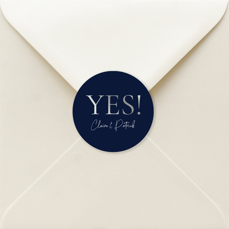 Sluitzegels huwelijk donkerblauw zilverfolie