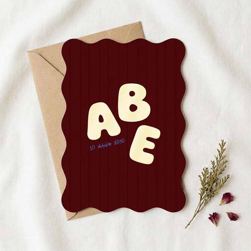 Geboortekaartje jongen schulprand grote letters