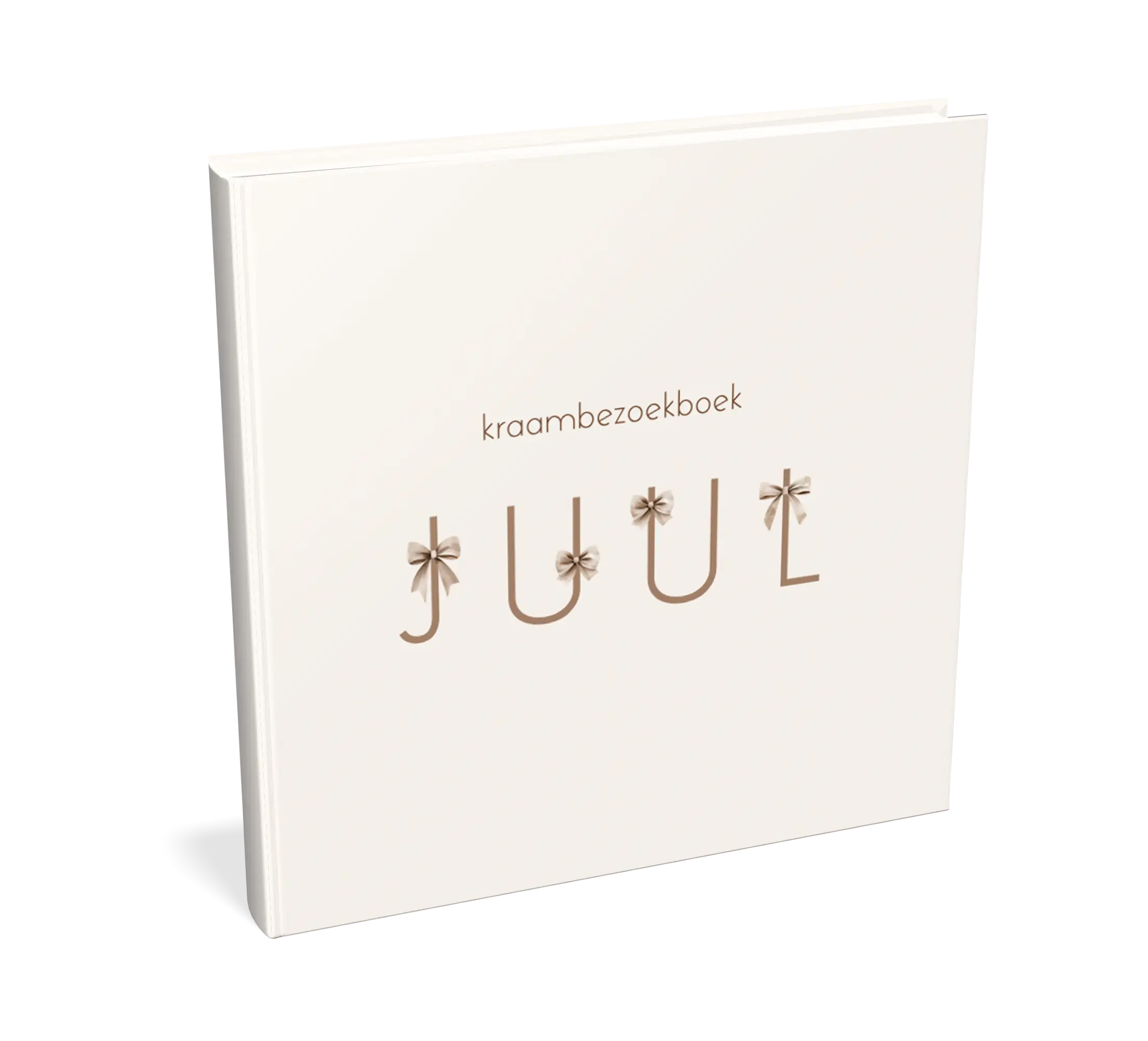 Kraambezoekboek naam met bruine strikjes