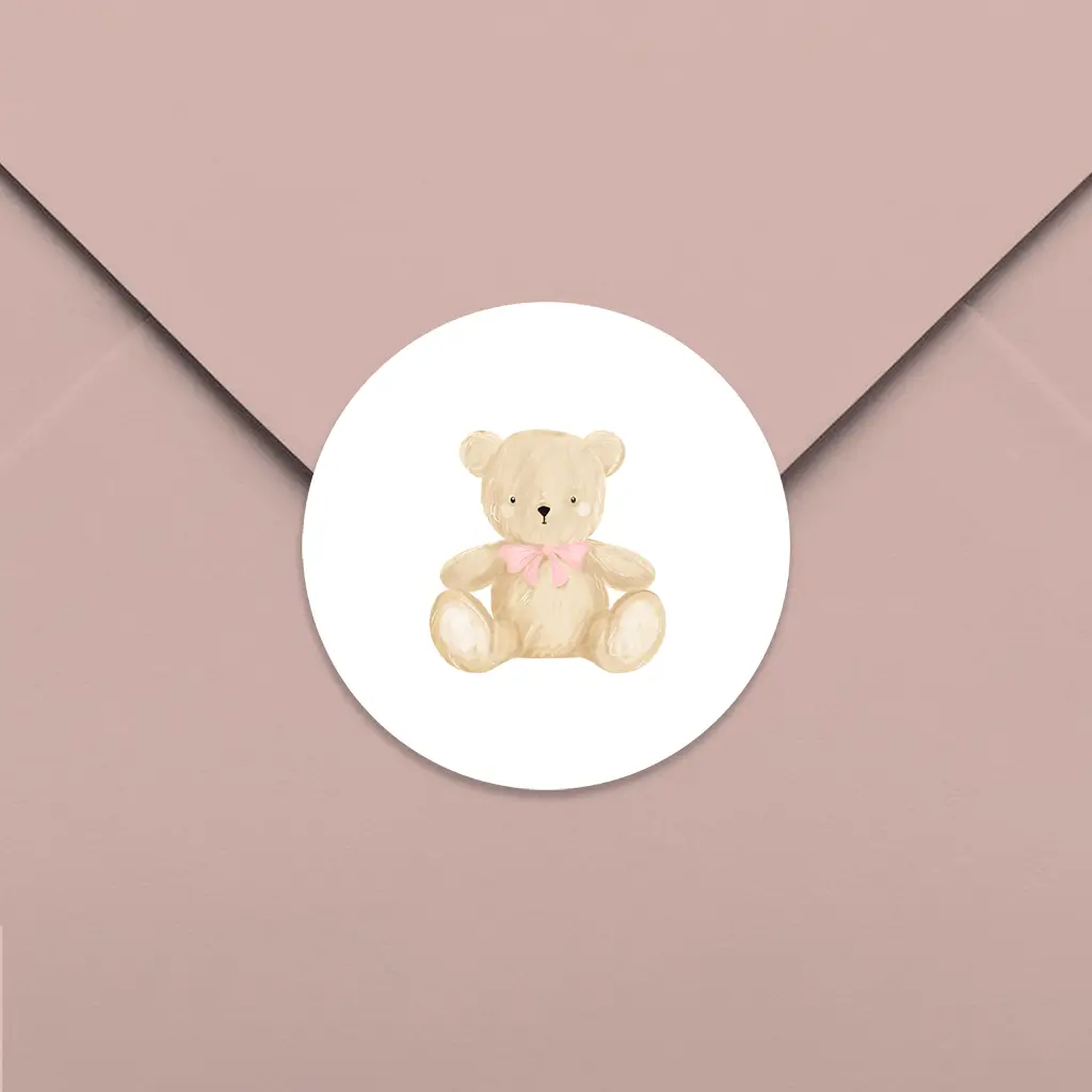Lieve sluitsticker meisje met teddybeer - per vel