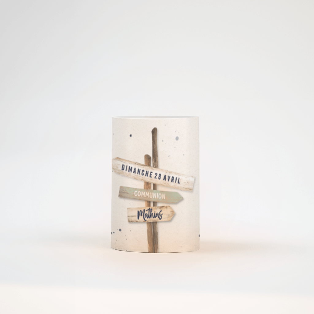 Photophore communion avec panneau et étoiles