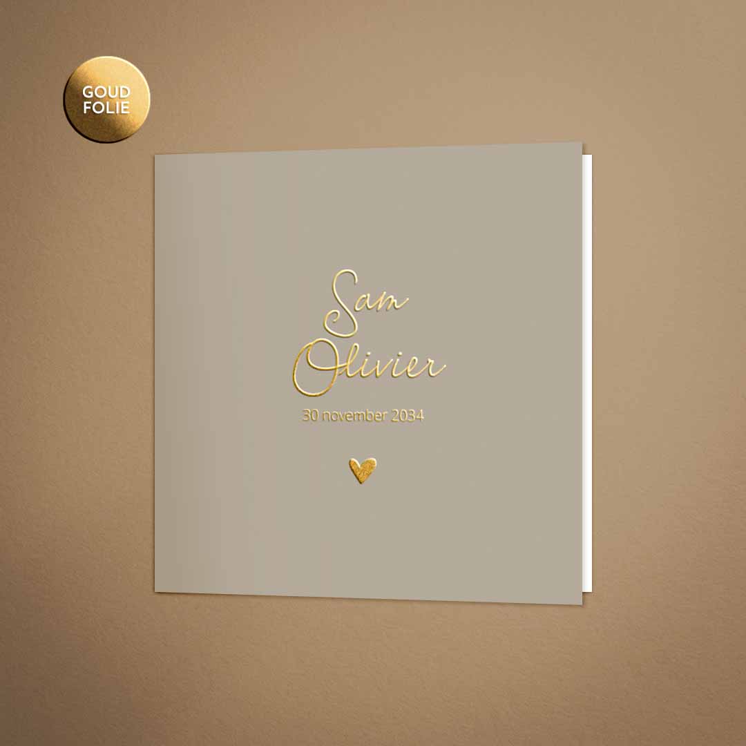 Geboortekaartje met naam en hartje