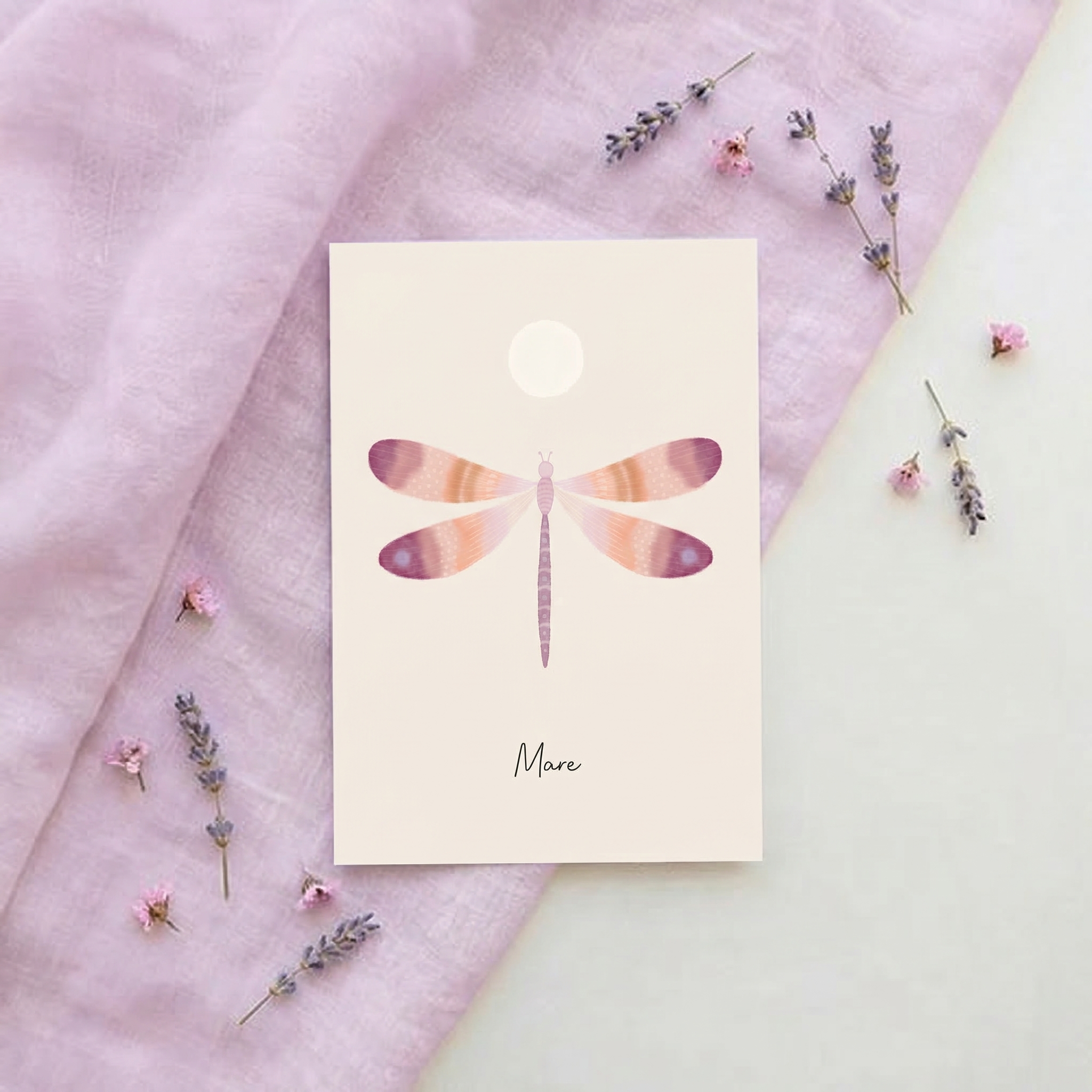 Geboortekaartje meisje kleurrijke libelle