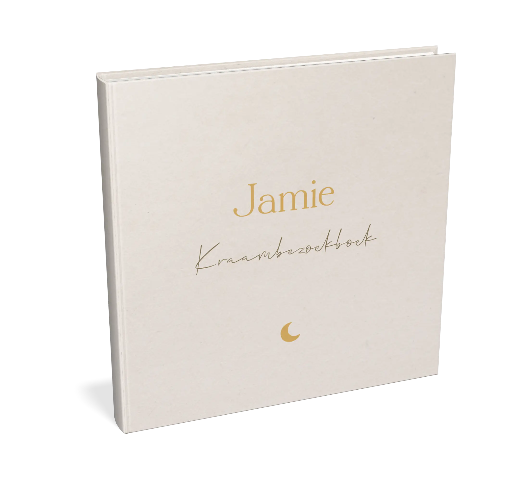 Kraambezoekboek beige met naam en maantje - met invulpagina's