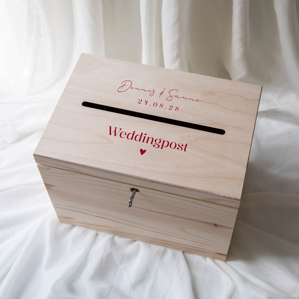 Enveloppenkist bruiloft hout Pink Love