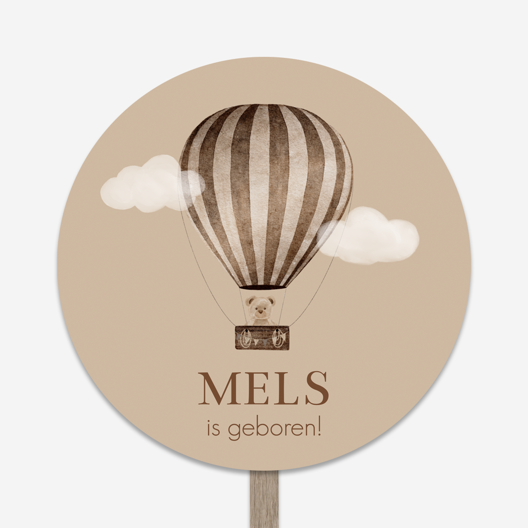 Tuinbord Rond Teddybeer Wolkjes Luchtballon