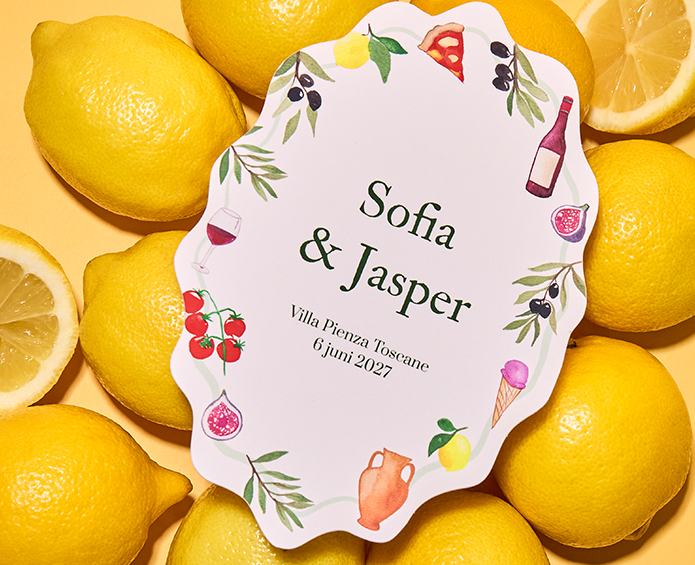 Trouw uitnodiging Italie elementen Sofia & Jasper