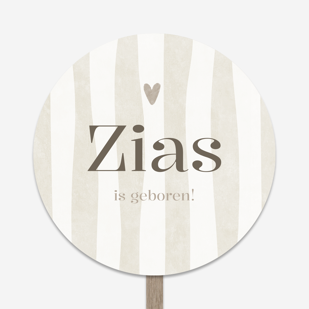Geboortebord Tuin Rond Strepen Beige Bruin