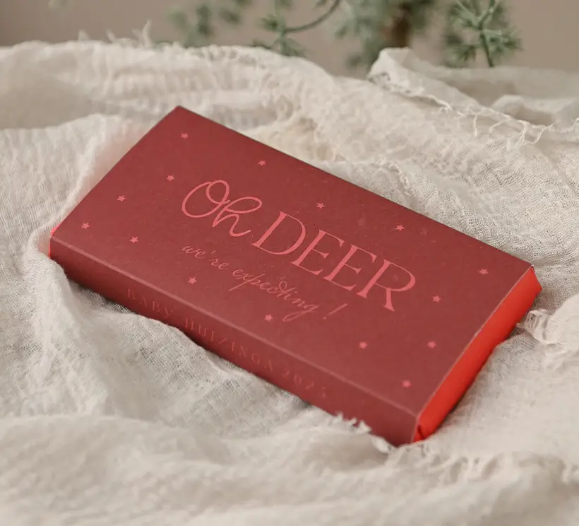 Zwangerschapsaankondiging chocoladereep kerst