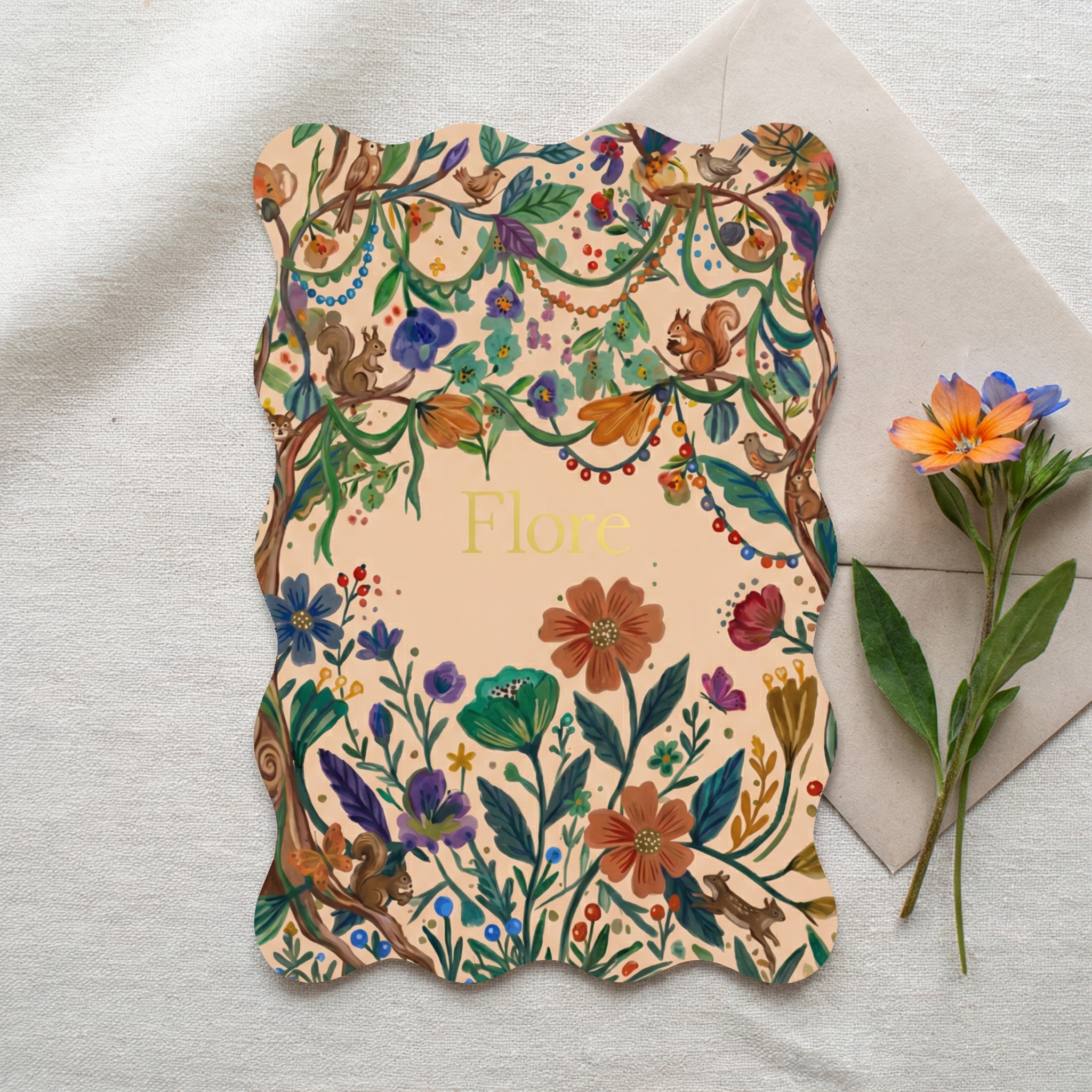 Geboortekaartje meisje kleurrijk bosdieren slingers