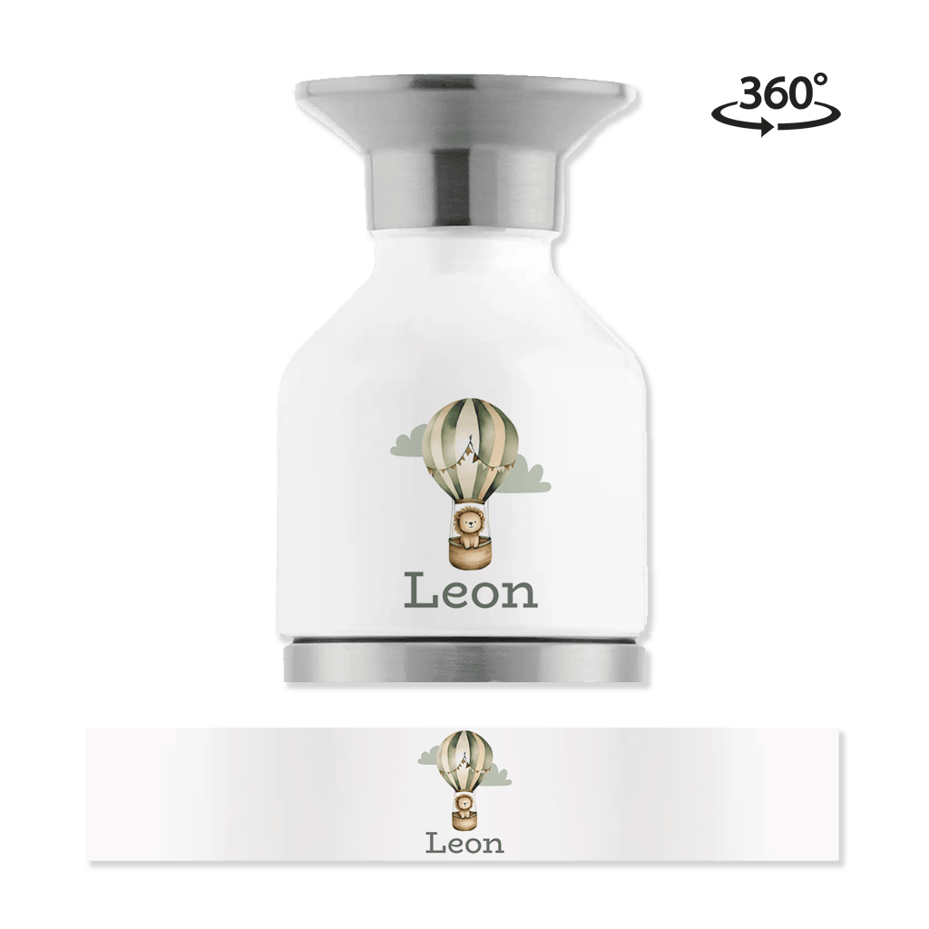 Dopper Edelstahl MINI mit Namen und Löwe im Heißluftballon