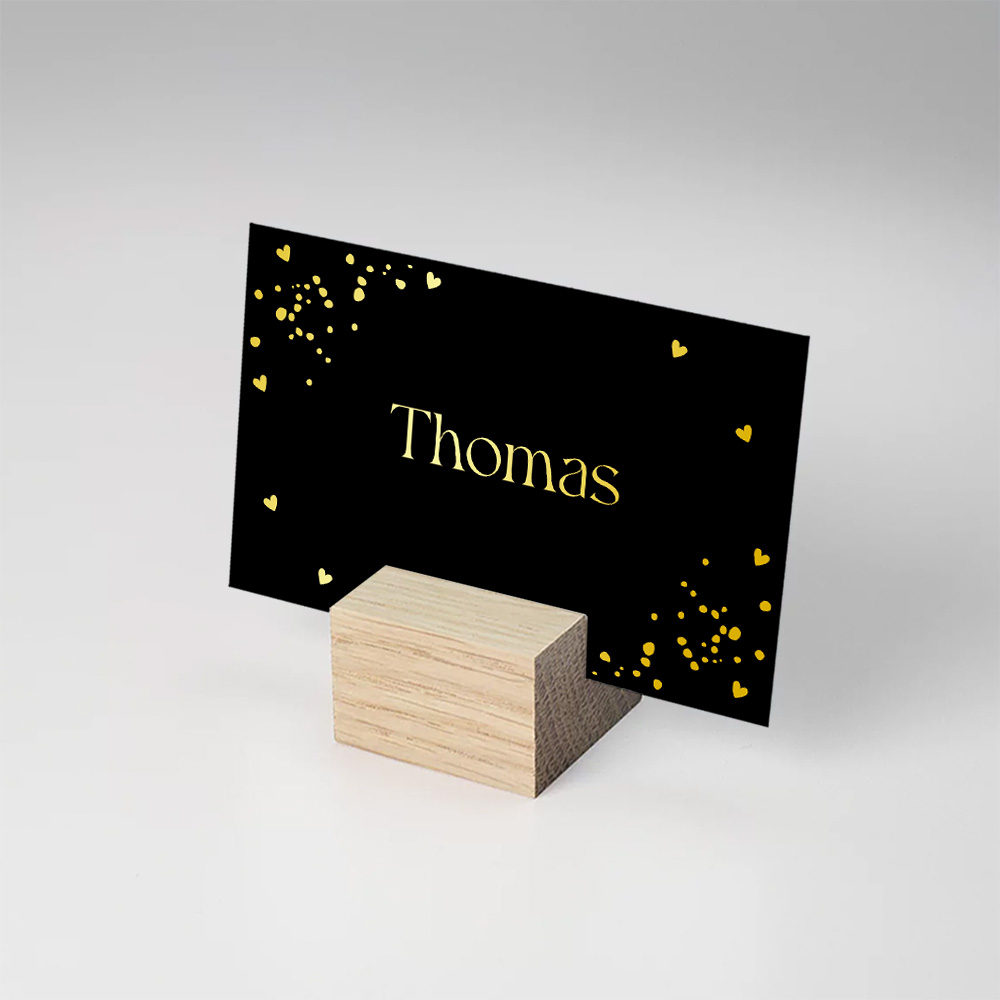 Naamkaartjes huwelijk stijlvol zwart goudfolie