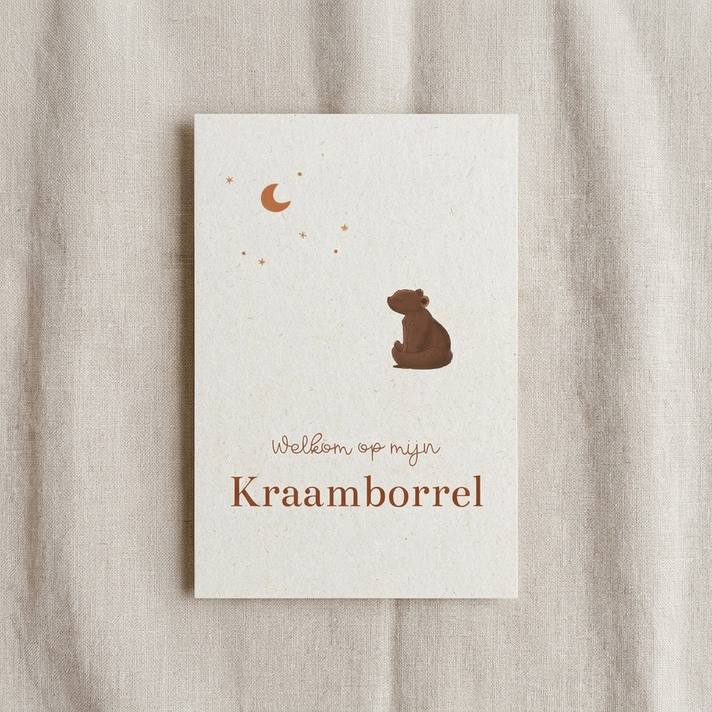Kraamfeest kaartje beertje sterren
