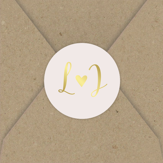 Sluitsticker trouwkaart goudfolie trouwlogo hartje