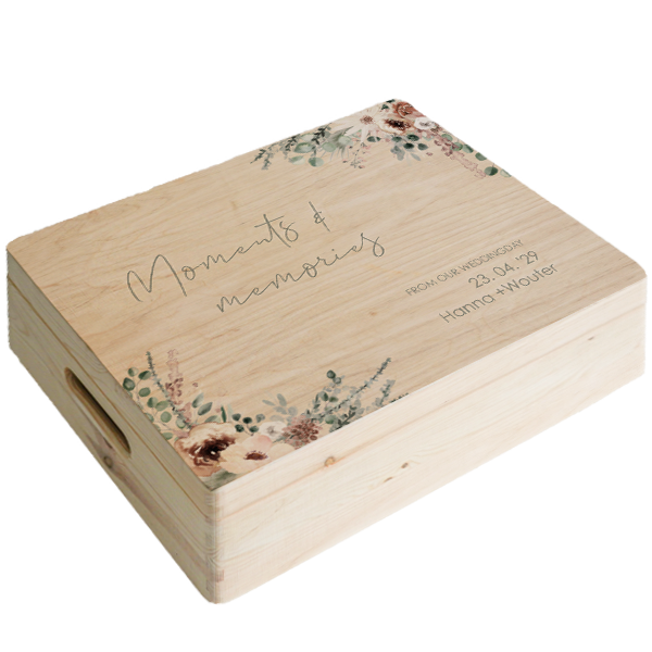 Romantische memorybox met bloemen