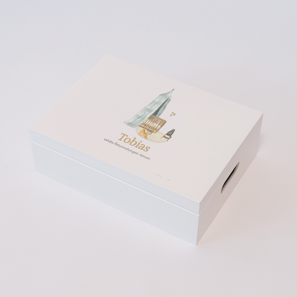 Memorybox met wiegje en poezen