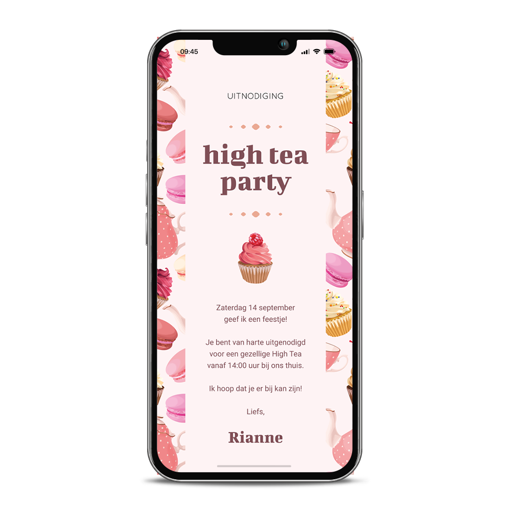 Digitale uitnodiging voor high tea party