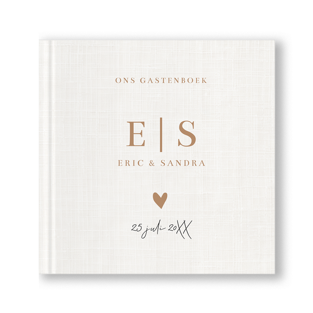Gastenboek huwelijk linnenlook creme wit