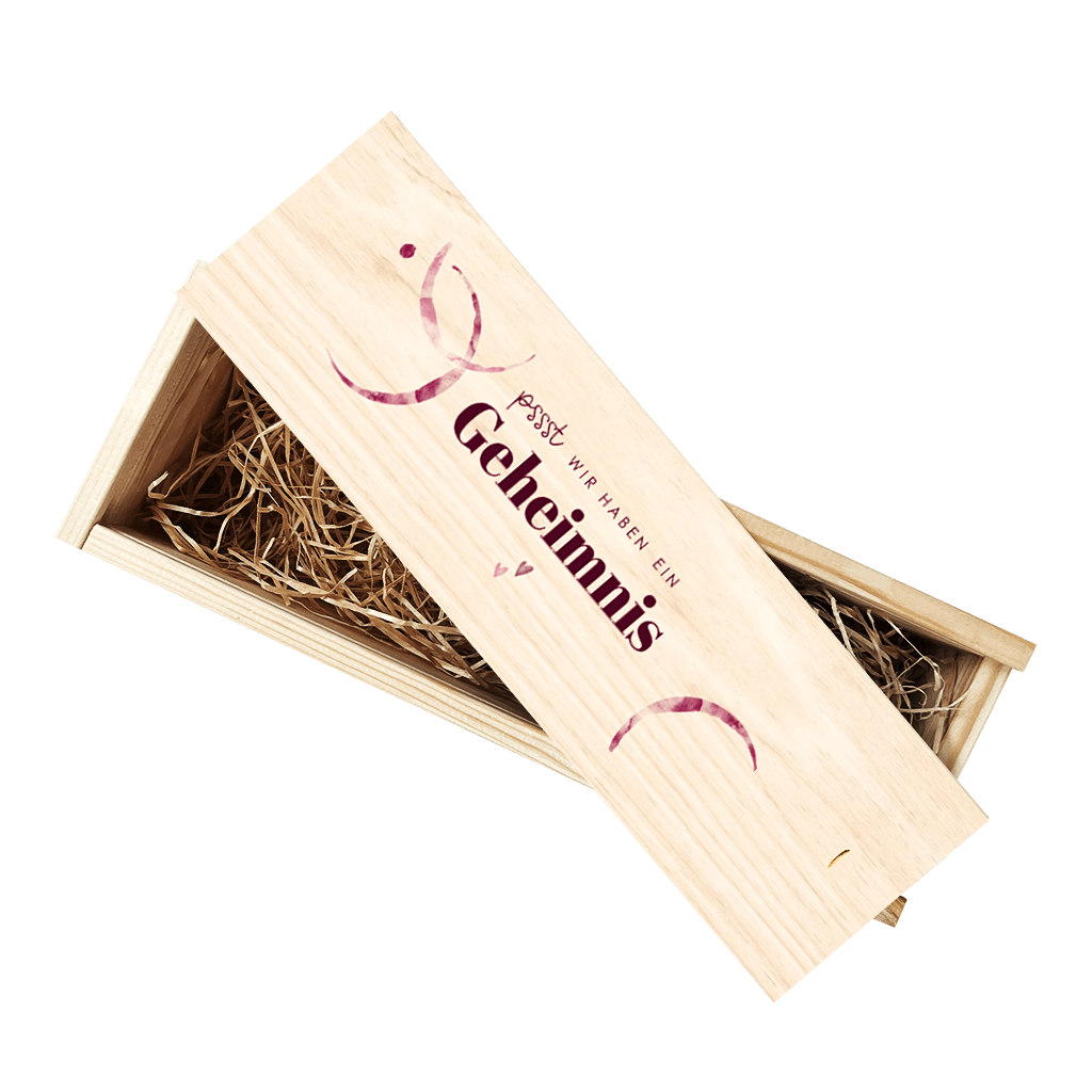 Weinkiste als originelle Schwangerschaftsverkündung