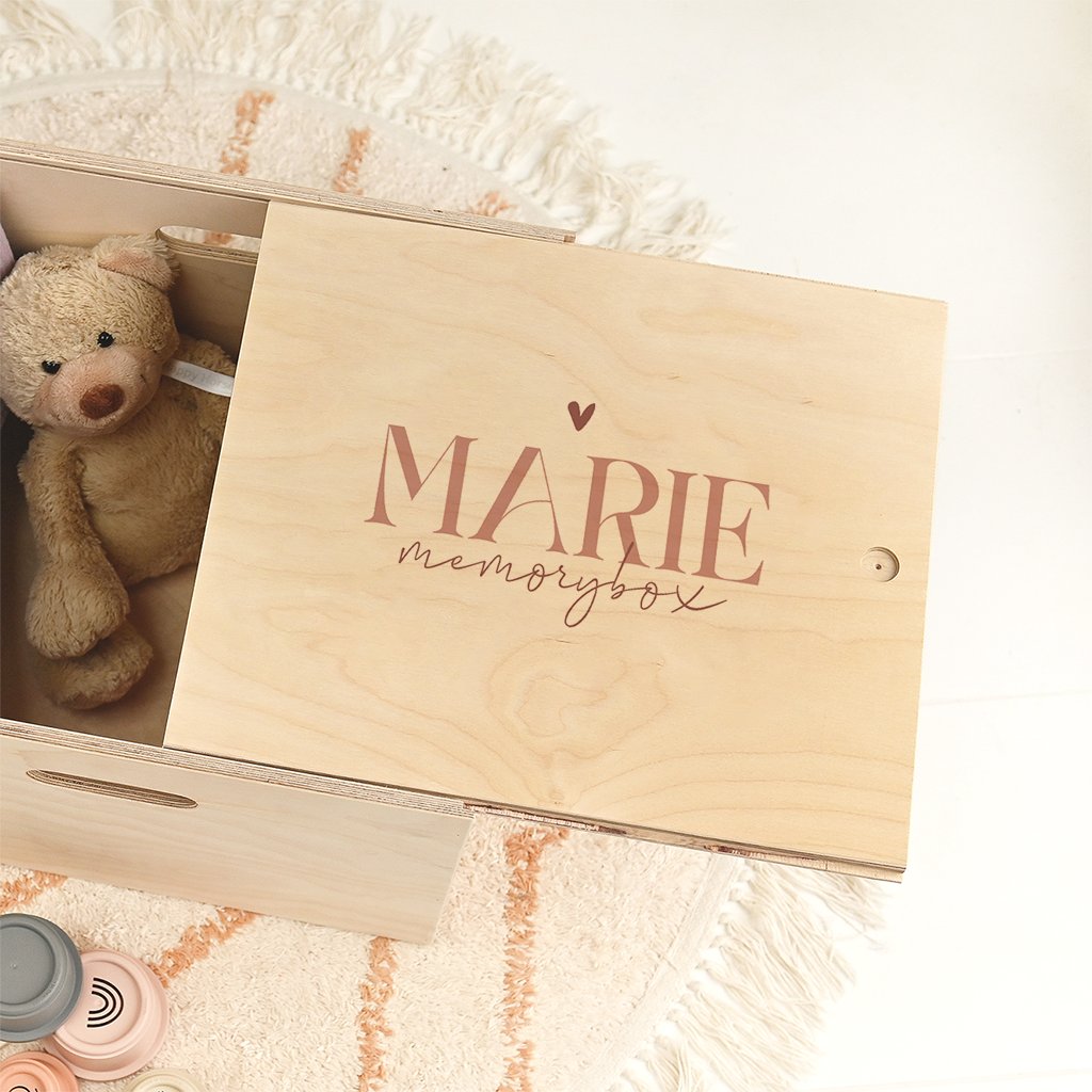 Memorybox met hartje en roze tinten