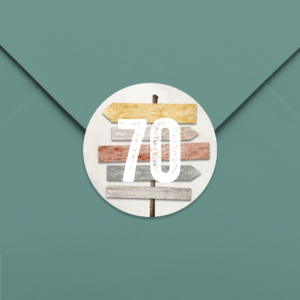 Aufkleber Einladung 70 Geburtstag