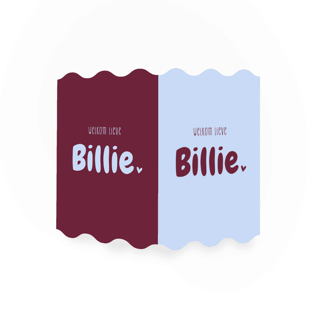 Raambord colorblocking bordeaux en blauw met golfrand