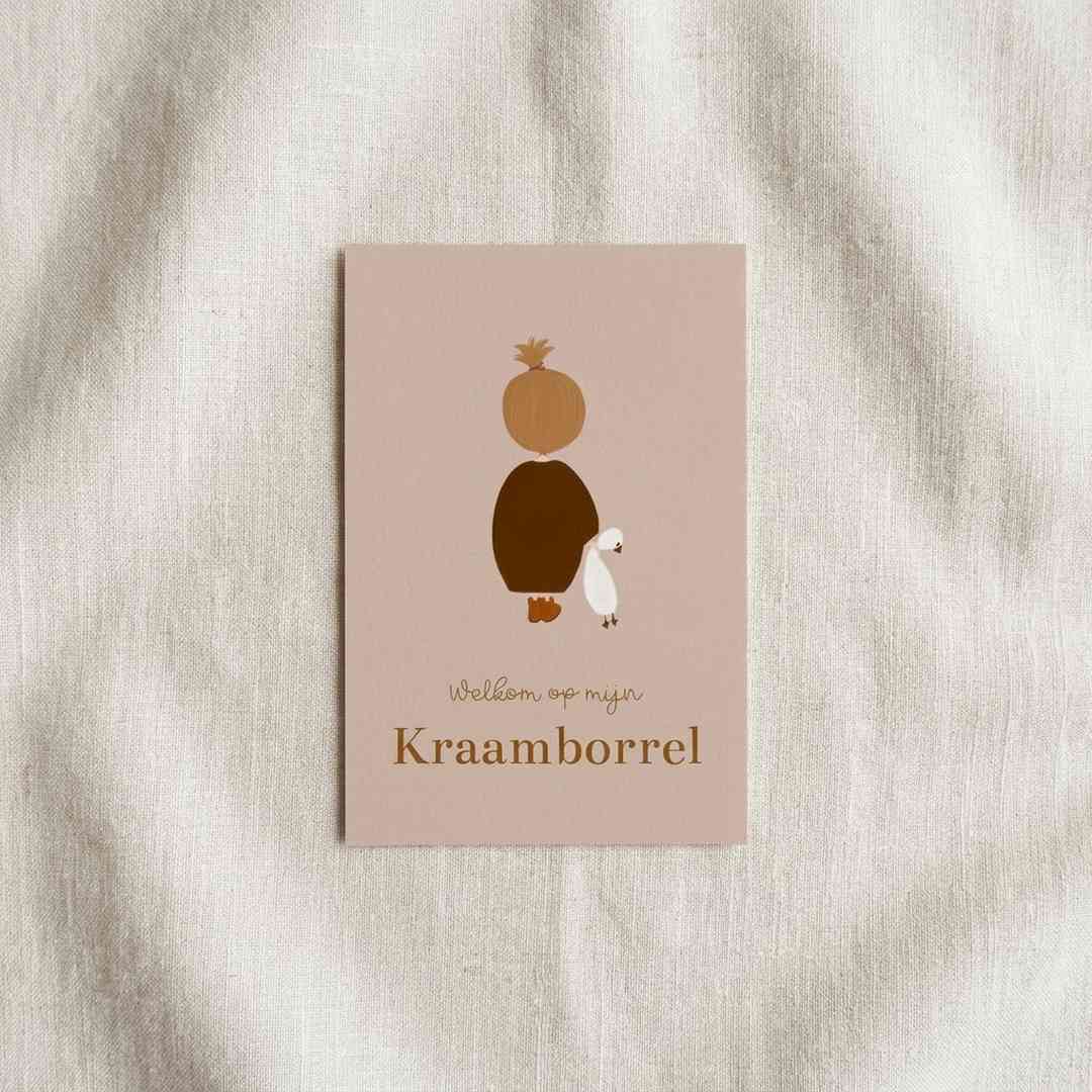 Kraamfeest kaartje blond meisje knuffelgans