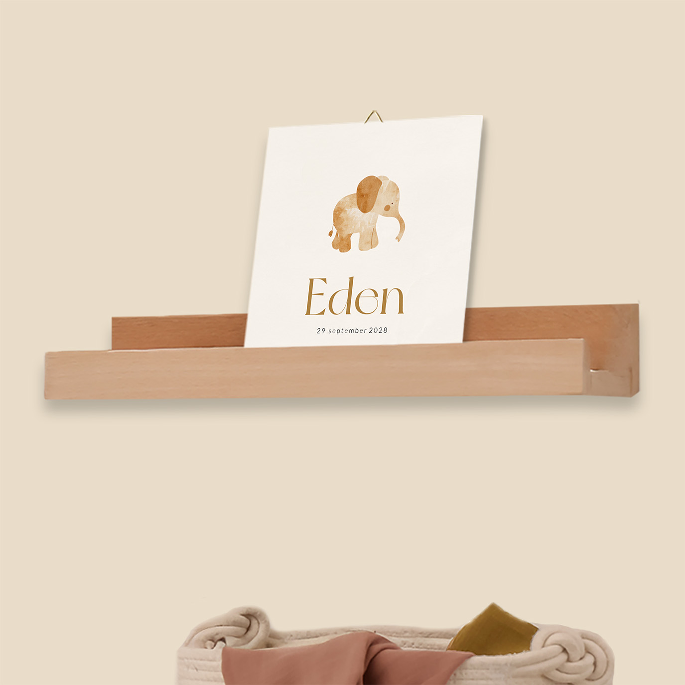 Unisex geboortetegeltje met lief aquarel olifantje