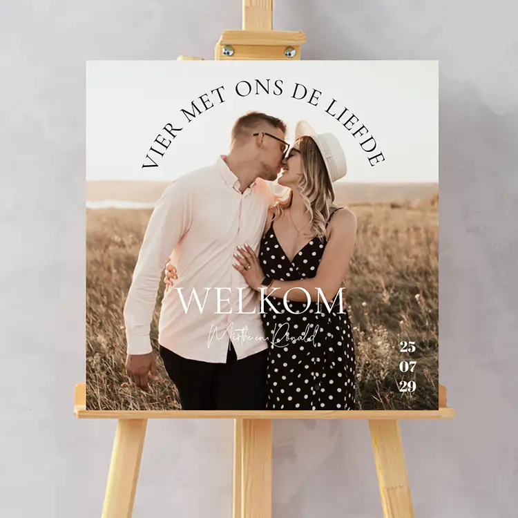 Bruiloftsbord eigen foto typografie