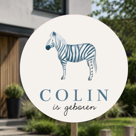 Tuinbord rond zebra modern blauw en beige