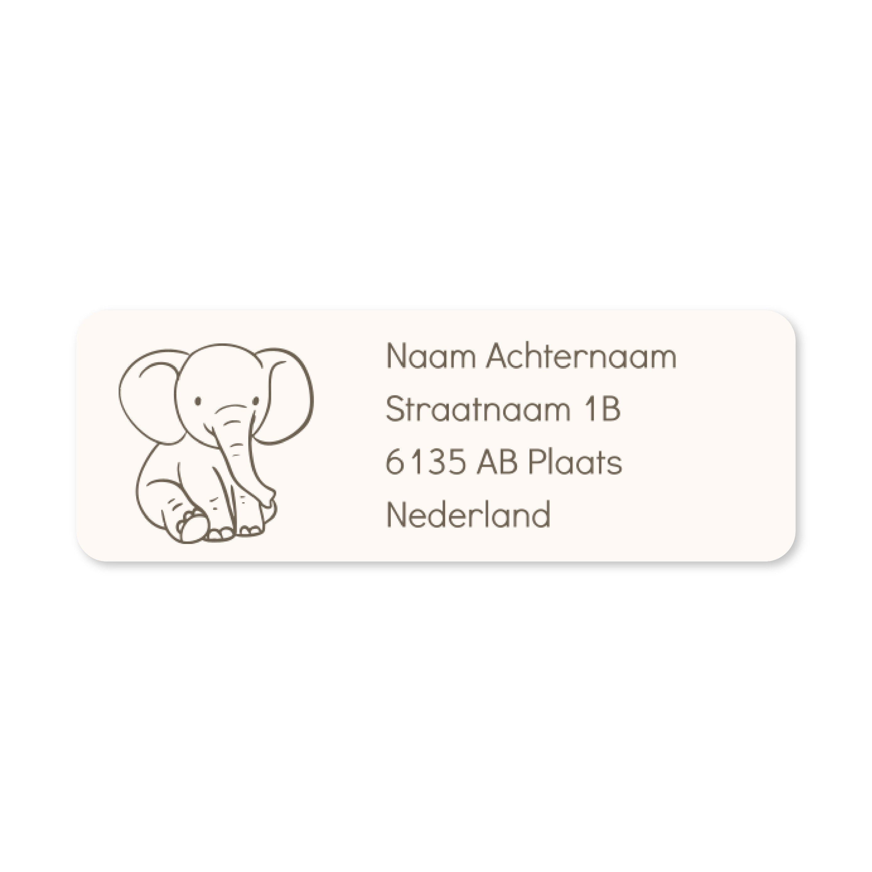 Adresstickers beige olifant taupe