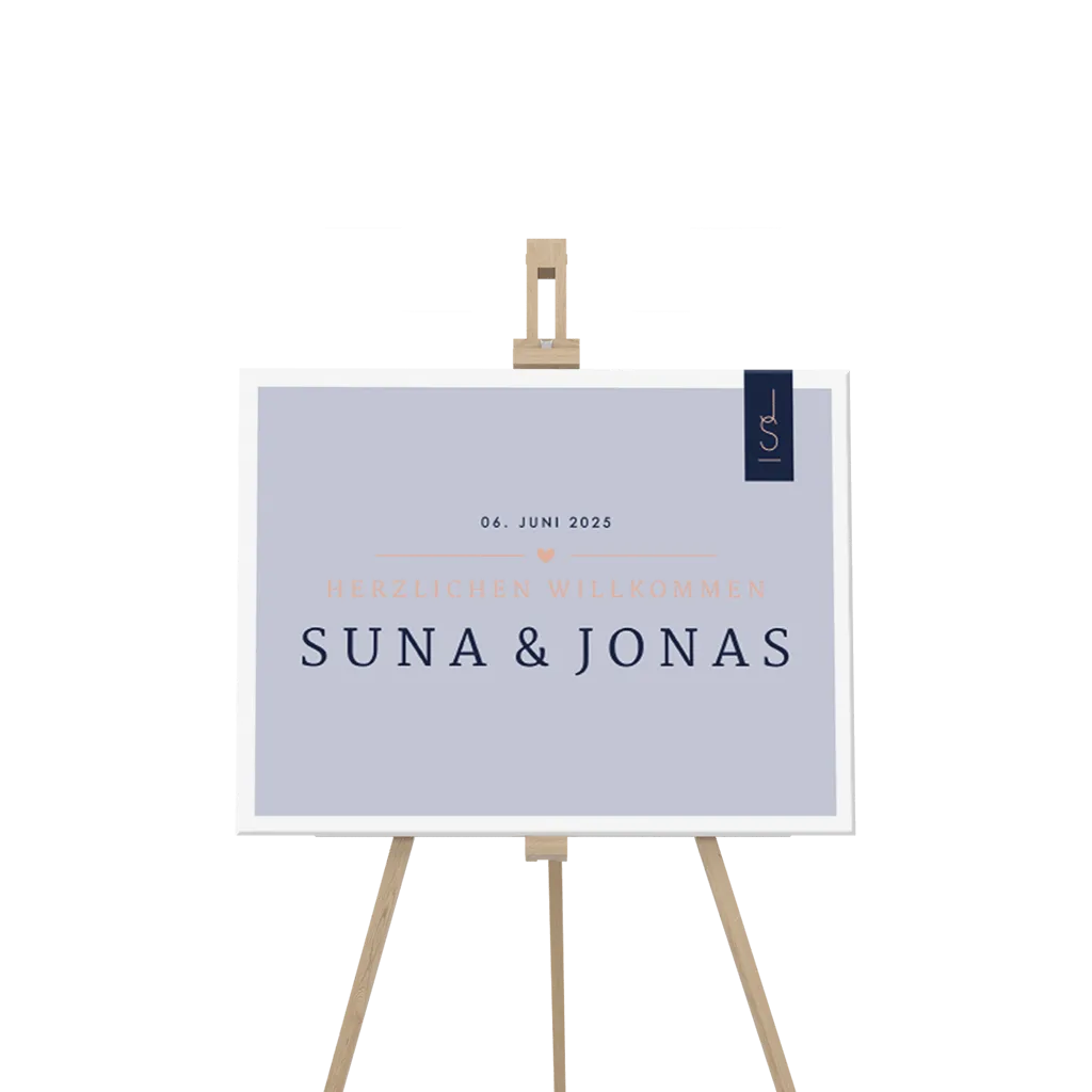 Elegante Willkommensschild tiefblau
