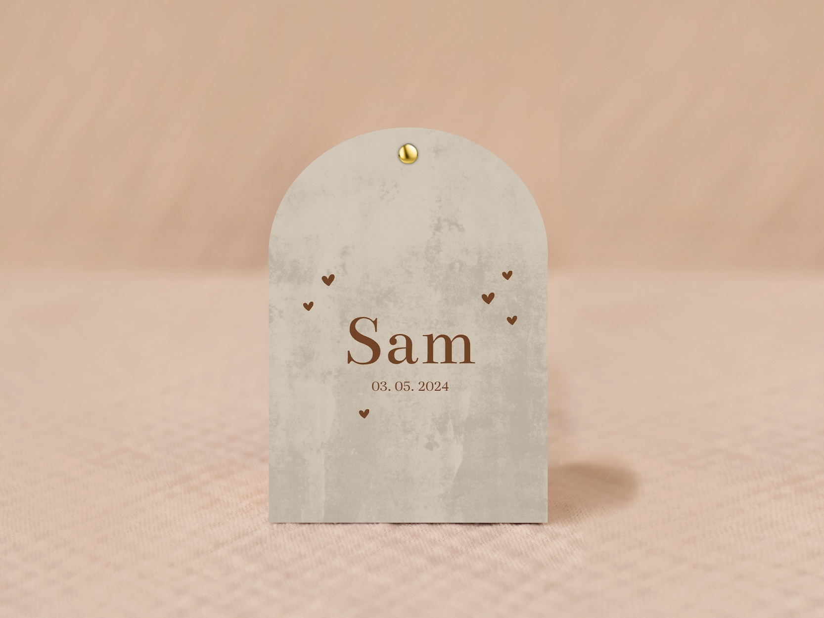 Stoer doopsuiker snoepzakje bruine velvet-look met hartjes