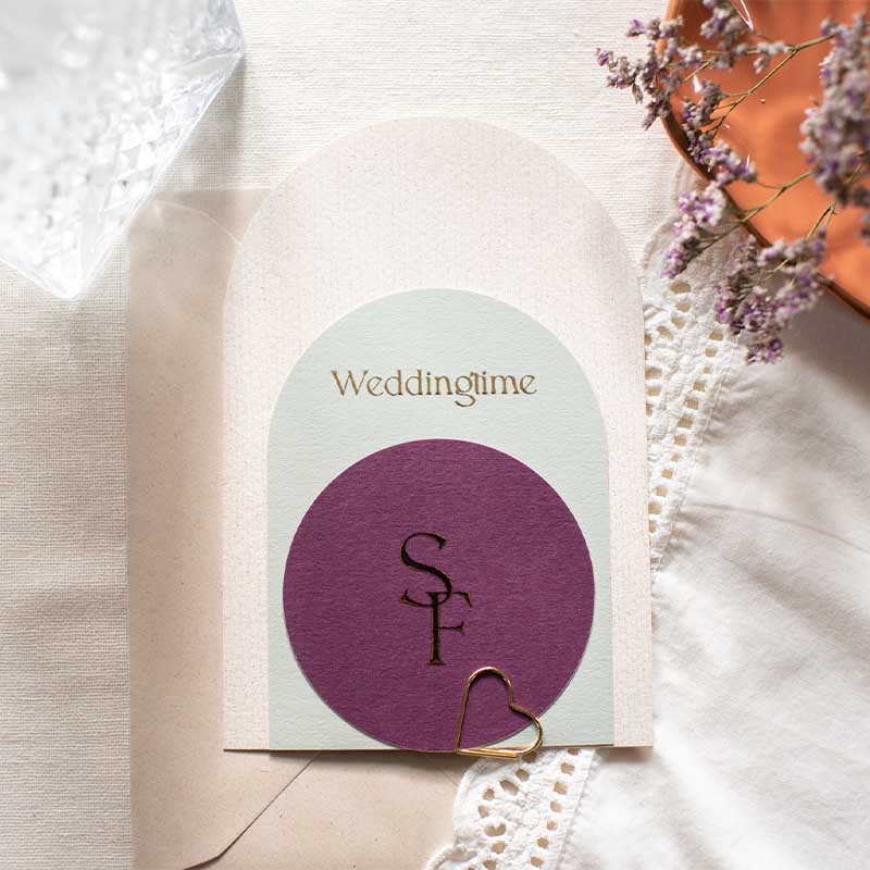 Trouwkaart uitnodiging summer chic kleuren