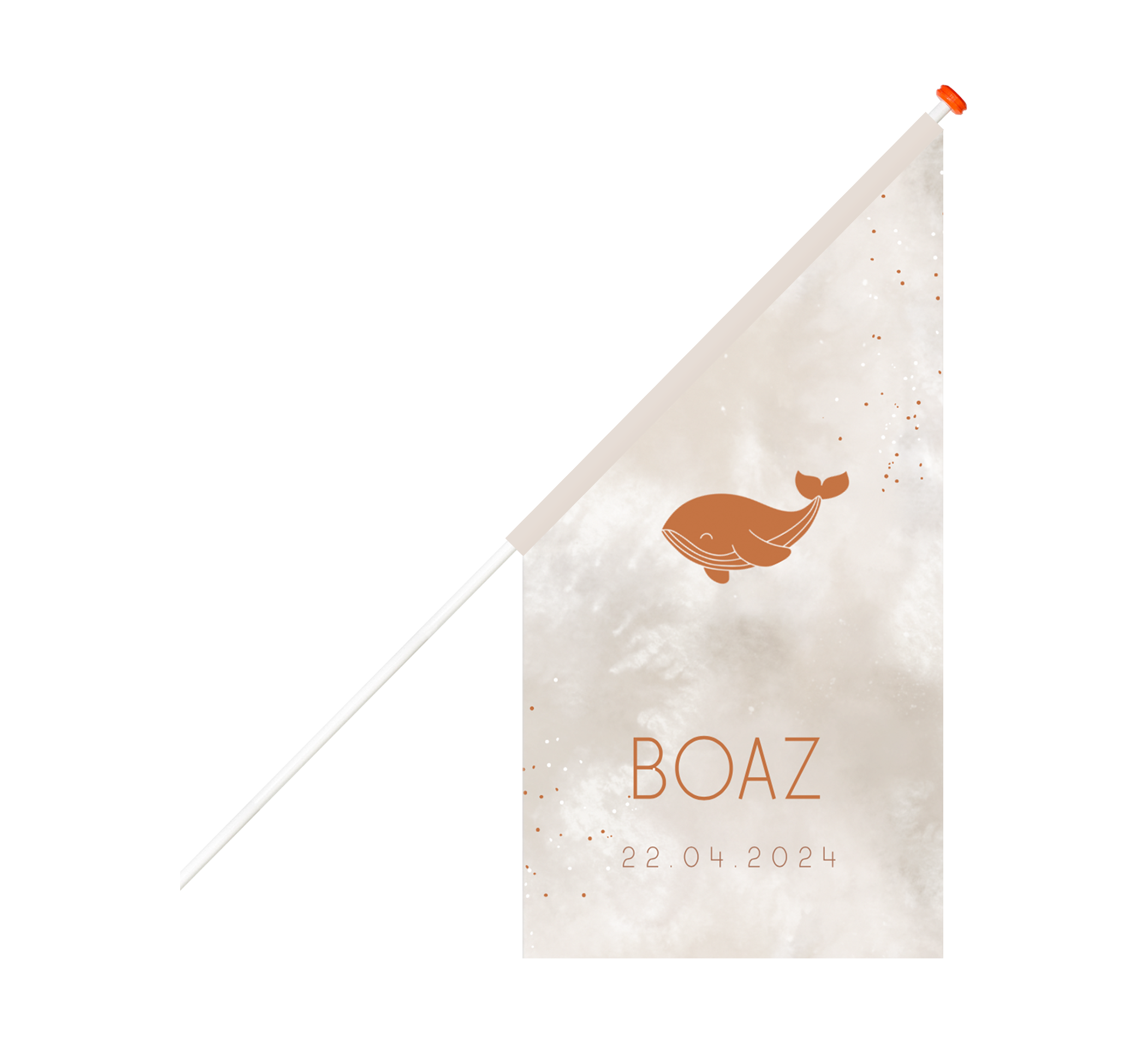 Lieve geboortevlag met watercolour, walvis en stipjes