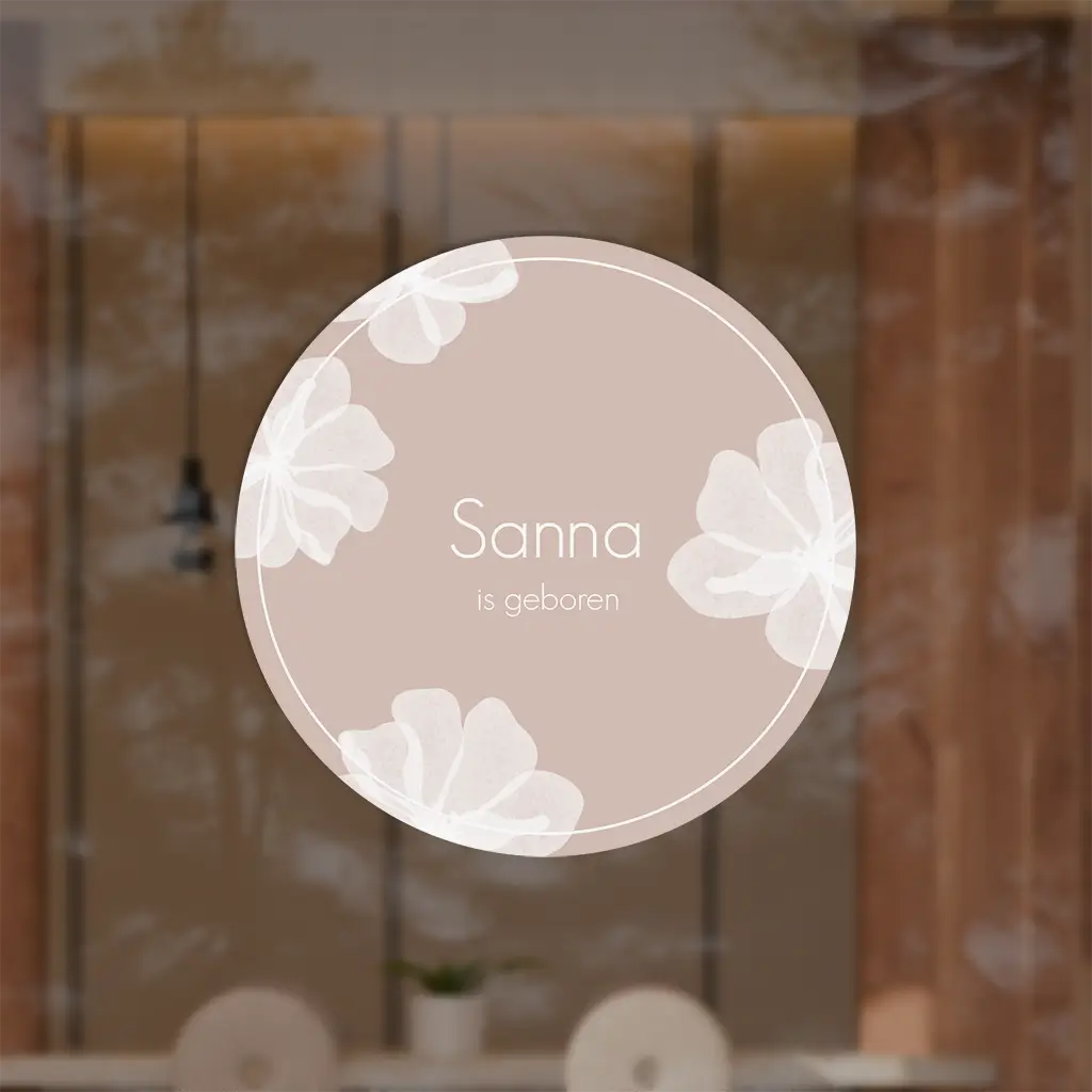 Raamsticker met goudfolie en bloemen
