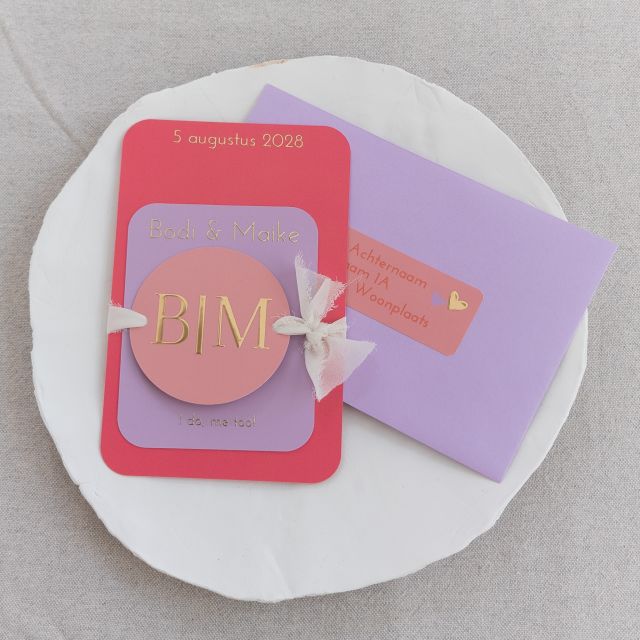 Trouwkaart met programma en label