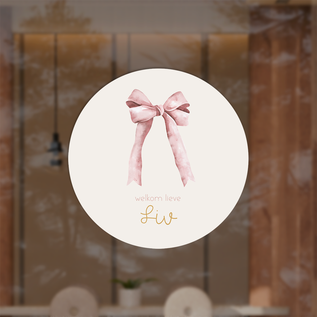 Raamsticker roze strik