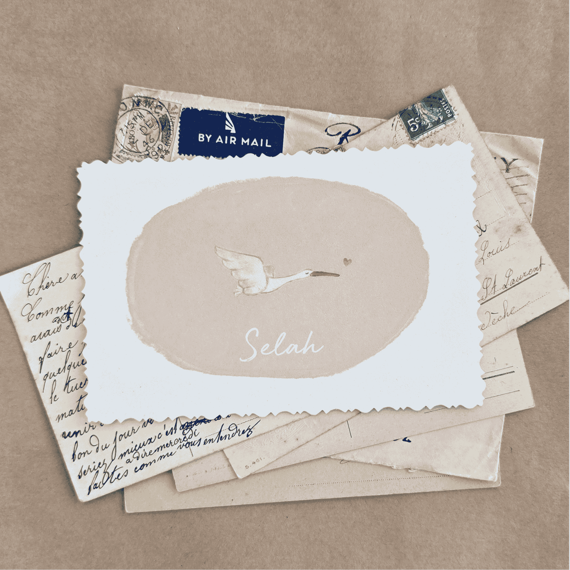 ANSICHTKAART GEBOORTEKAARTJE OOIEVAAR ROZE