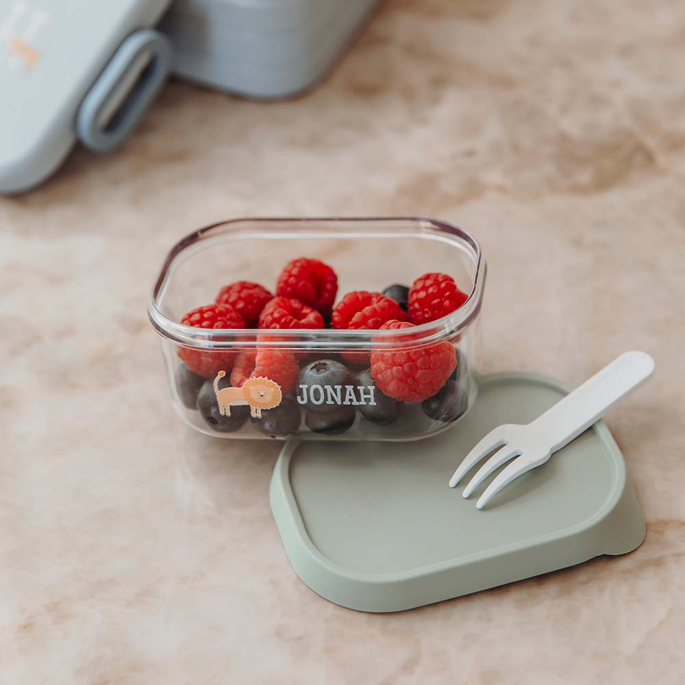 Mepal fruitbakje met naam en vrolijke leeuw