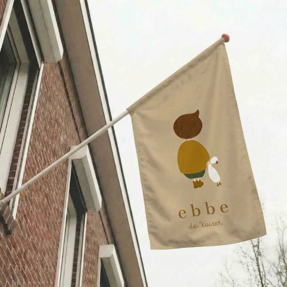 Geboortevlag jongen knuffel gans