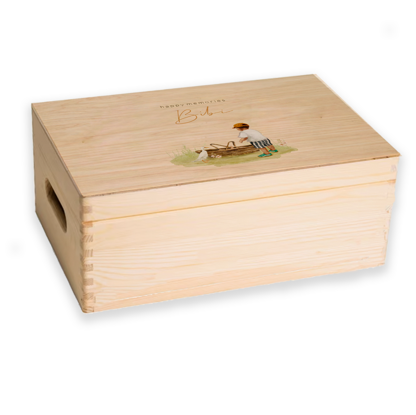 Memorybox donker kindje met broer in lente