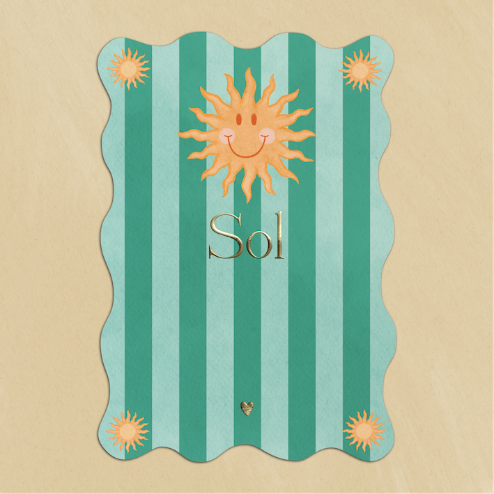 Geboortekaartje Jongen Golfvorm Zonnen Groen Goudfolie