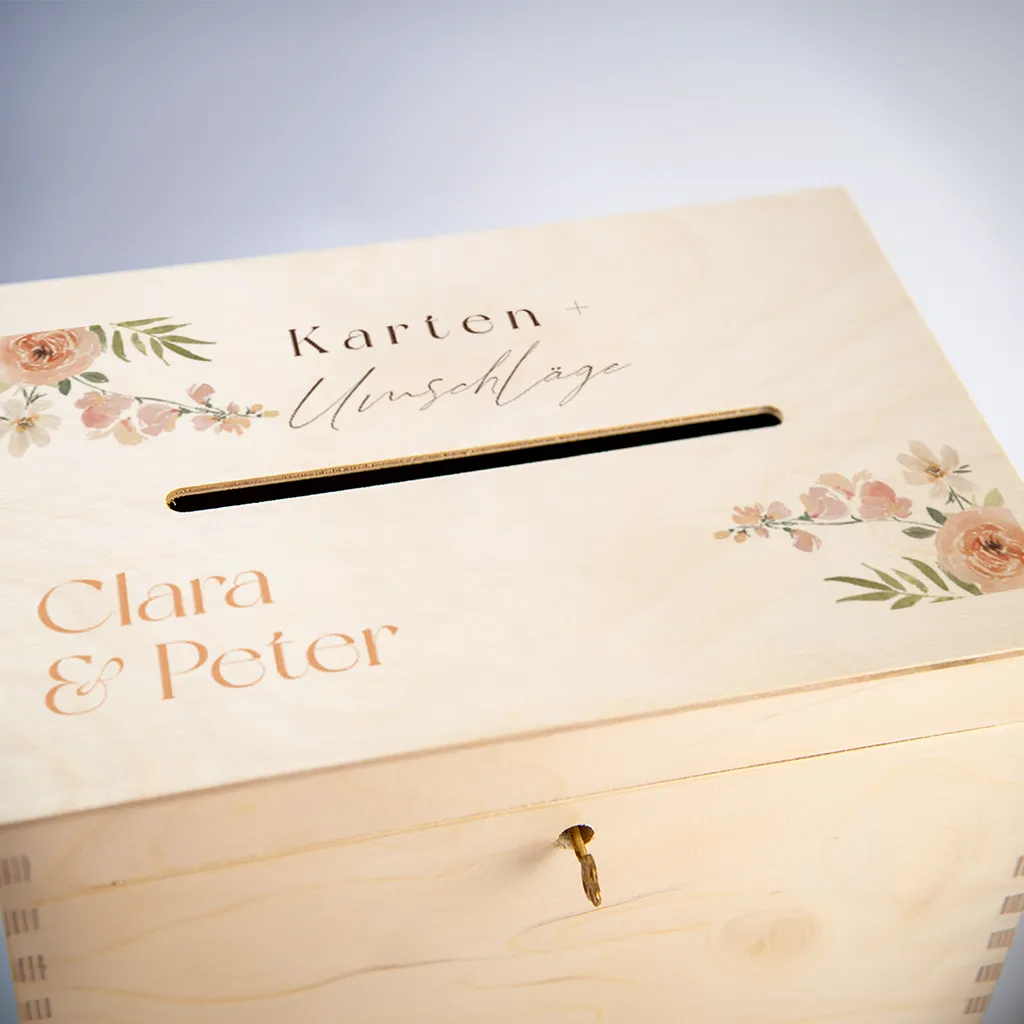 Kartenbox Hochzeit mit romantischen Blumen