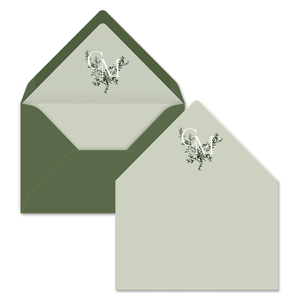 Inlay voor envelop met takjes en logo